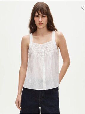 J. Crew White Smocked Crinkle Tank Top XS NWT